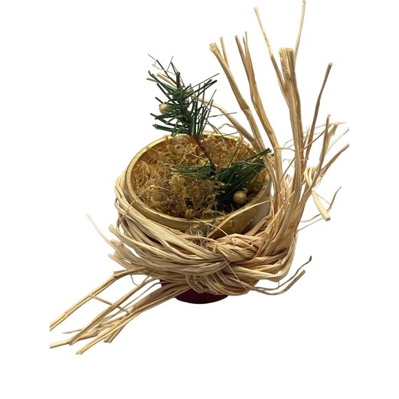 Handmade foe Christmas tree in a pot red gold figurine decor 5" READ - Picture 2 of 5